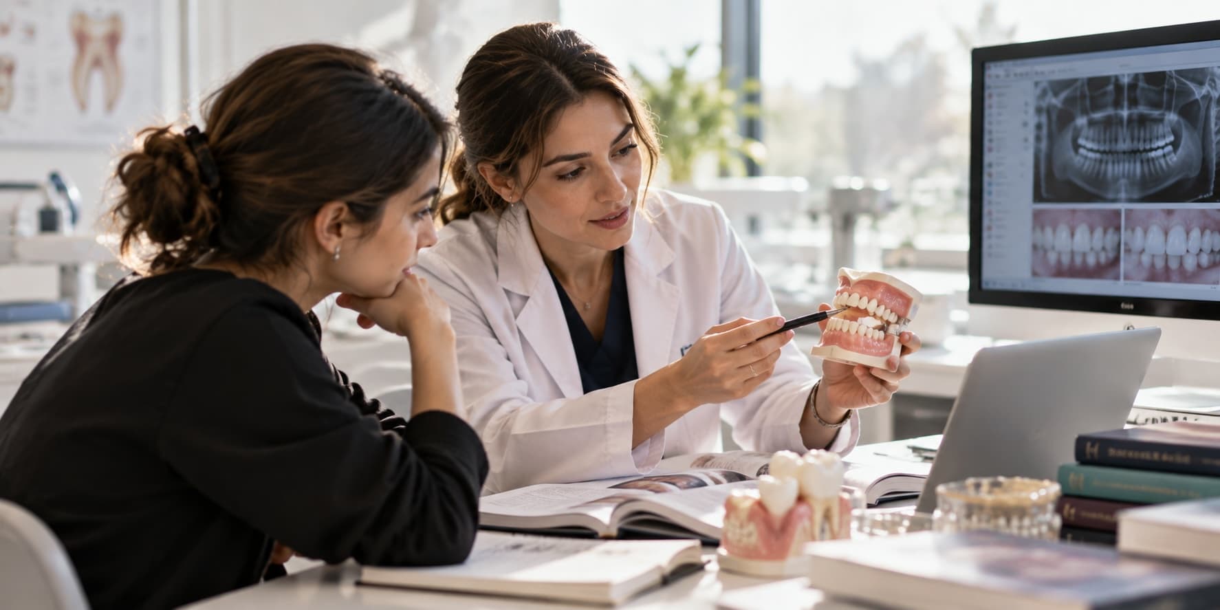 Dental student studying